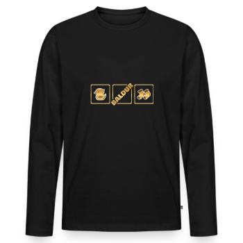 Baldur als Geburt - Männer Premium Bio Langarmshirt - Schwarz - Vorne - Nico (187cm)
