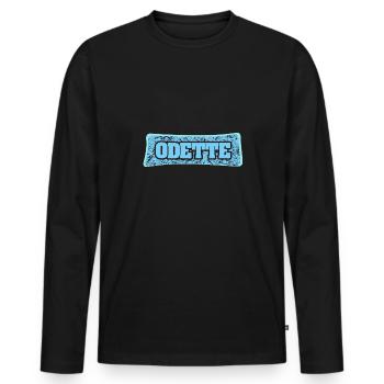 Nom : Odette - T-shirt manches longues Premium bio Homme - noir - Devant - Nico (187cm)