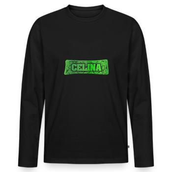 First name Celina - Men's Premium Organic Long Sleeve Shirt - black - Front - Nico (187cm)
