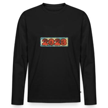 Zahl 2028 - Männer Premium Bio Langarmshirt - Schwarz - Vorne - Nico (187cm)