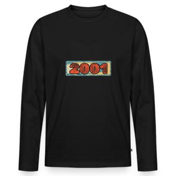 Zahl 2001 - Männer Premium Bio Langarmshirt - Schwarz - Vorne - Nico (187cm)