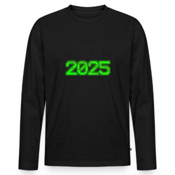 2025 - Männer Premium Bio Langarmshirt - Schwarz - Vorne - Nico (187cm)
