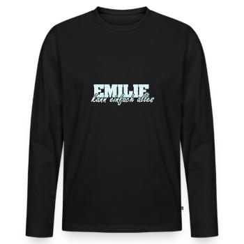 Emilie - T-shirt manches longues Premium bio Homme - noir - Devant - Nico (187cm)
