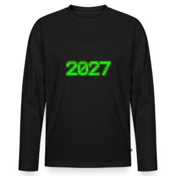 2027 - Men's Premium Organic Long Sleeve Shirt - black - Front - Nico (187cm)