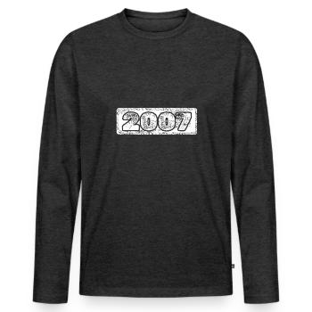 Jahr 2007 - Männer Premium Bio Langarmshirt - Anthrazit meliert - Vorne - Nico (187cm)