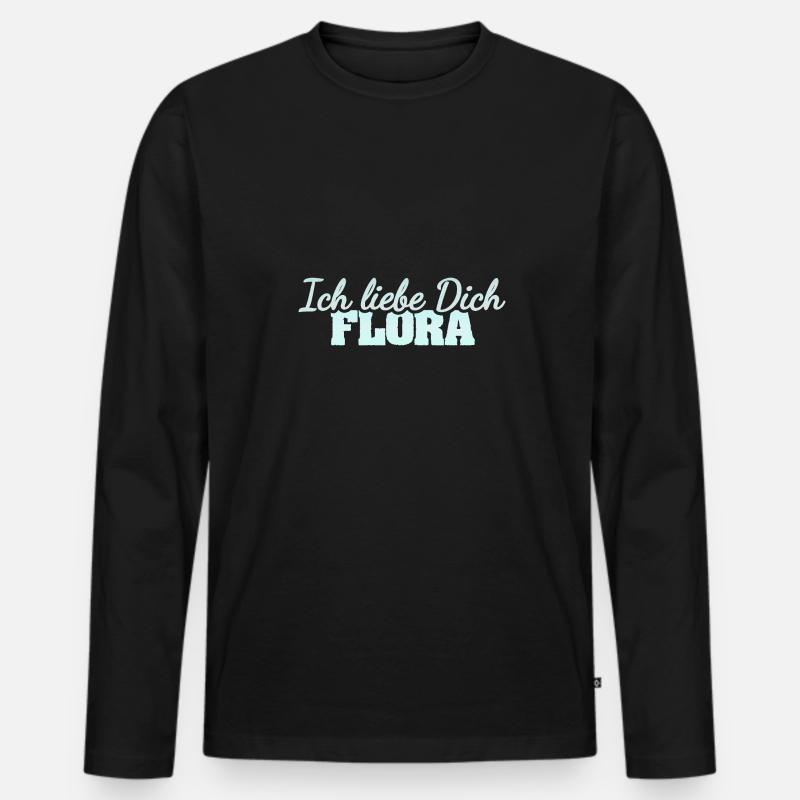 Flora - Männer Premium Bio Langarmshirt - Schwarz