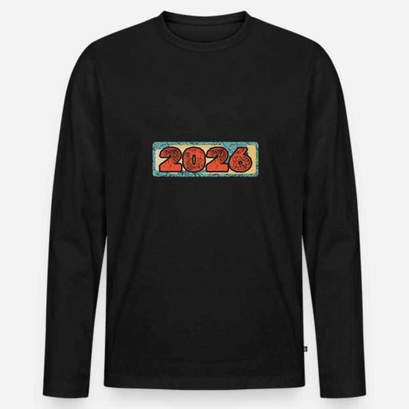 2026 - Männer Premium Bio Langarmshirt - Schwarz
