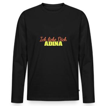 Adina als Liebe - Männer Premium Bio Langarmshirt - Schwarz - Vorne - Nico (187cm)