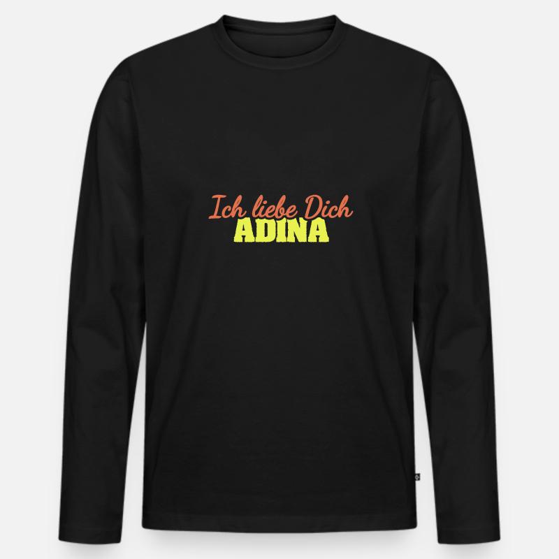 Adina als Liebe - Männer Premium Bio Langarmshirt - Schwarz