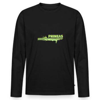 Phineas als Farbklecks - Männer Premium Bio Langarmshirt - Schwarz - Vorne - Nico (187cm)