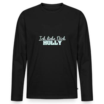 Holly - Men's Premium Organic Long Sleeve Shirt - black - Front - Nico (187cm)