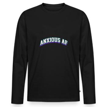 anxieux af Design pour un amateur de podcasts - T-shirt manches longues Premium bio Homme - noir - Devant - Nico (187cm)