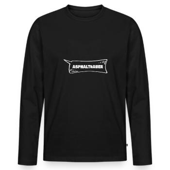 Asphalt paver as a speech bubble - Men's Premium Organic Long Sleeve Shirt - black - Front - Nico (187cm)