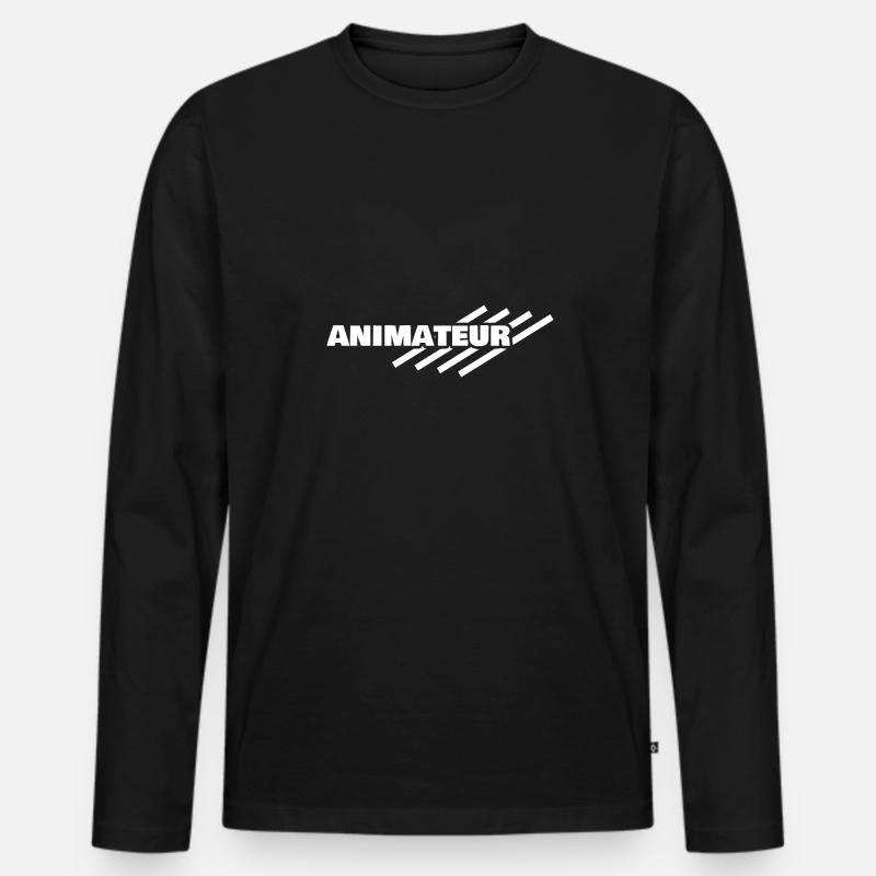 Animateur als Arbeitsplatz - Männer Premium Bio Langarmshirt - Schwarz