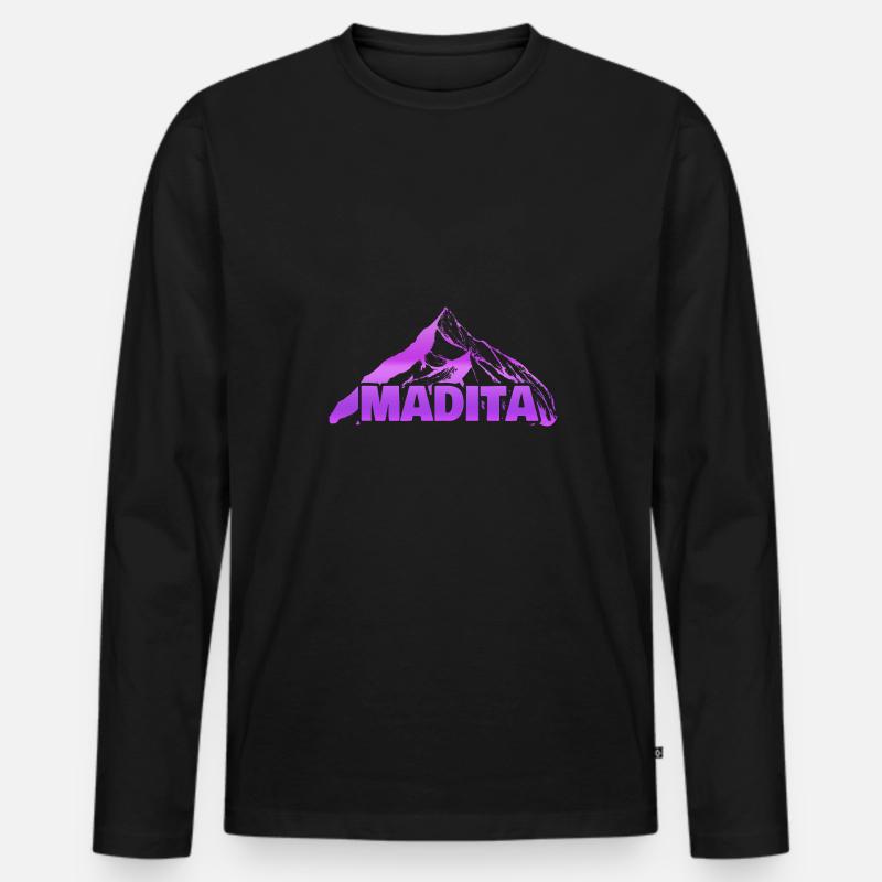 Madit - Männer Premium Bio Langarmshirt - Schwarz