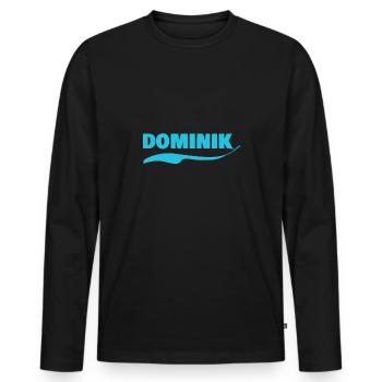 Namensschild Dominik - Männer Premium Bio Langarmshirt - Schwarz - Vorne - Nico (187cm)