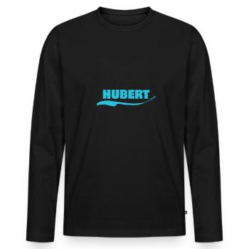 Namensschild hubert - Männer Premium Bio Langarmshirt - Schwarz - Vorne - Nico (187cm)