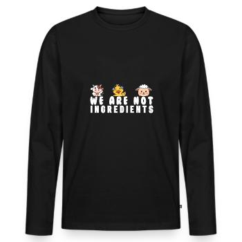 Vegan Fleischlos Tierlieb & Veganer - Männer Premium Bio Langarmshirt - Schwarz - Vorne - Nico (187cm)