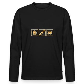 Baby Kind Geburt Mummy Athos - Männer Premium Bio Langarmshirt - Schwarz - Vorne - Nico (187cm)