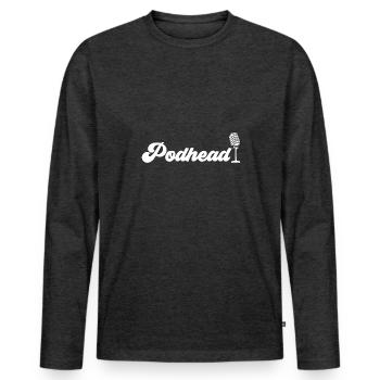 Podcasteur Podcast - T-shirt manches longues Premium bio Homme - anthracite chiné - Devant - Nico (187cm)