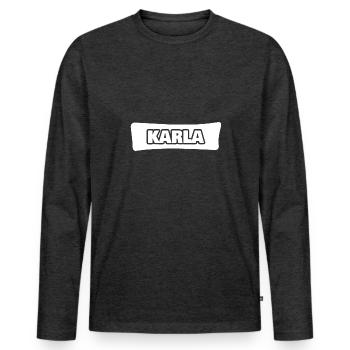 Prénom Karla - T-shirt manches longues Premium bio Homme - anthracite chiné - Devant - Nico (187cm)