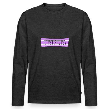 Marina - T-shirt manches longues Premium bio Homme - anthracite chiné - Devant - Nico (187cm)