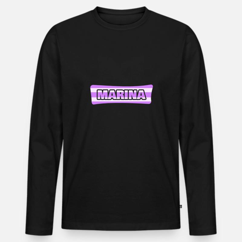 Marina - Männer Premium Bio Langarmshirt - Schwarz