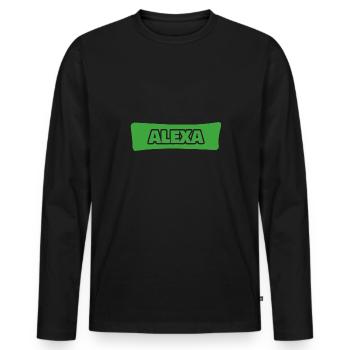 Alexa als Geburt - Männer Premium Bio Langarmshirt - Schwarz - Vorne - Nico (187cm)