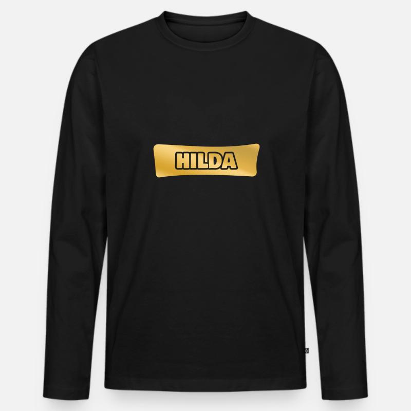 Hilda - Männer Premium Bio Langarmshirt - Schwarz