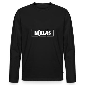 Nom : Niklas - T-shirt manches longues Premium bio Homme - noir - Devant - Nico (187cm)