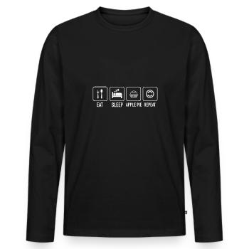 Manger dormir Tarte aux pommes Thanksgiving amateur de tarte aux pommes - T-shirt manches longues Premium bio Homme - noir - Devant - Nico (187cm)