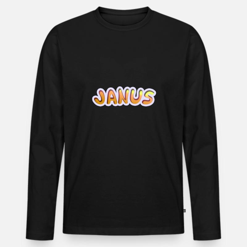 Janus - Männer Premium Bio Langarmshirt - Schwarz
