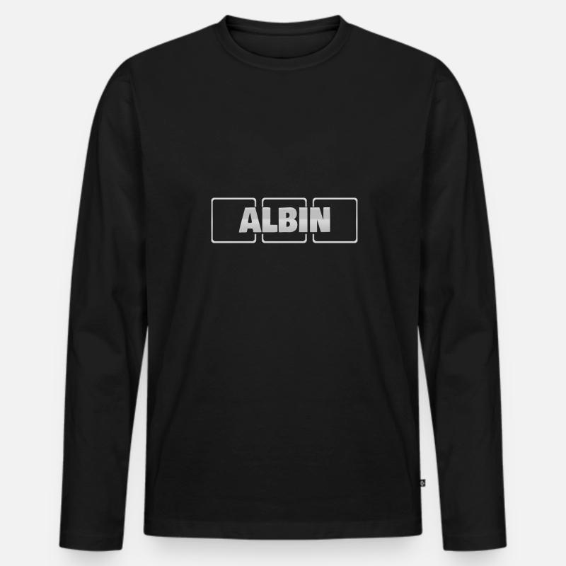 Albin - Männer Premium Bio Langarmshirt - Schwarz