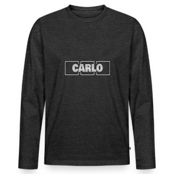 Gift idea Carlo - Men's Premium Organic Long Sleeve Shirt - heather anthracite - Front - Nico (187cm)