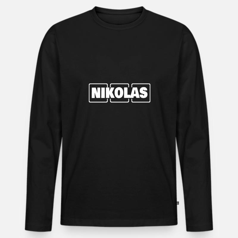 Geschenk für Nikolas - Männer Premium Bio Langarmshirt - Schwarz