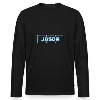 Jason - Men's Premium Organic Long Sleeve Shirt - black - Front - Nico (187cm)
