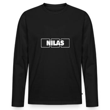 Nom : Nilas - T-shirt manches longues Premium bio Homme - noir - Devant - Nico (187cm)
