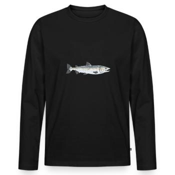 Pêche au saumon Pêcheur de saumon - T-shirt manches longues Premium bio Homme - noir - Devant - Nico (187cm)