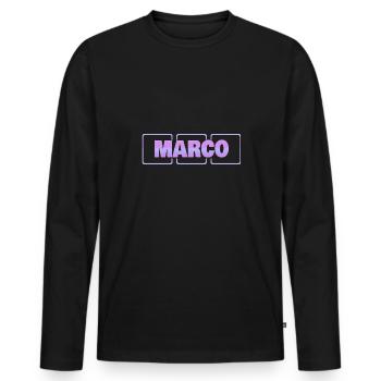 Geschenk für Marco - Männer Premium Bio Langarmshirt - Schwarz - Vorne - Nico (187cm)