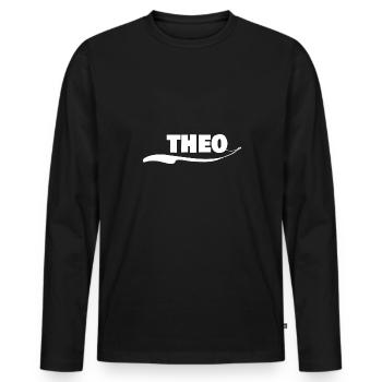 Geschenk für theo - Männer Premium Bio Langarmshirt - Schwarz - Vorne - Nico (187cm)