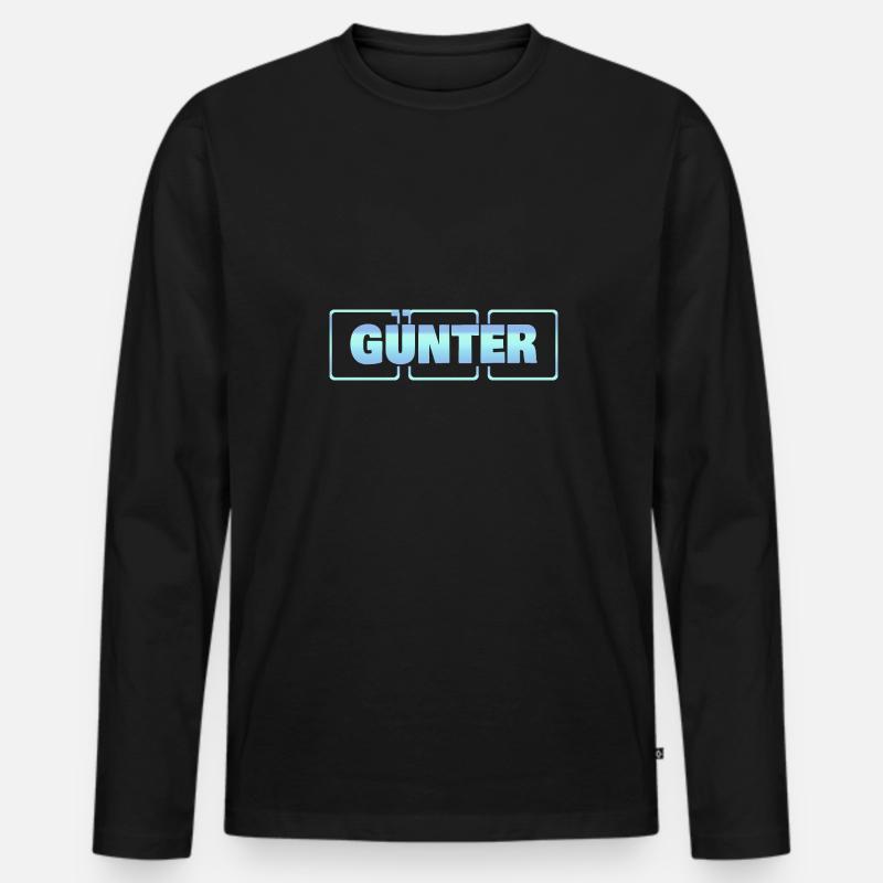 Günter - Männer Premium Bio Langarmshirt - Schwarz