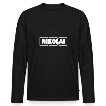Nom Nikolai - T-shirt manches longues Premium bio Homme - noir - Devant - Nico (187cm)