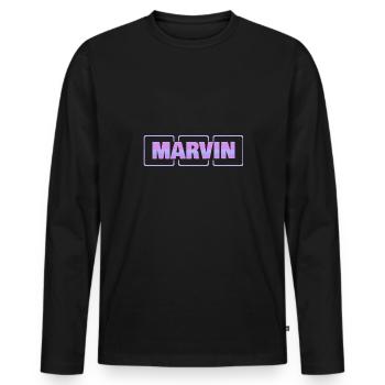 Marvin - Men's Premium Organic Long Sleeve Shirt - black - Front - Nico (187cm)