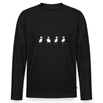puffin puffin auke birds Lunde - Men's Premium Organic Long Sleeve Shirt - black - Front - Nico (187cm)