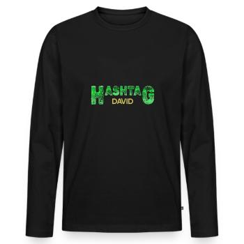 David - Männer Premium Bio Langarmshirt - Schwarz - Vorne - Nico (187cm)