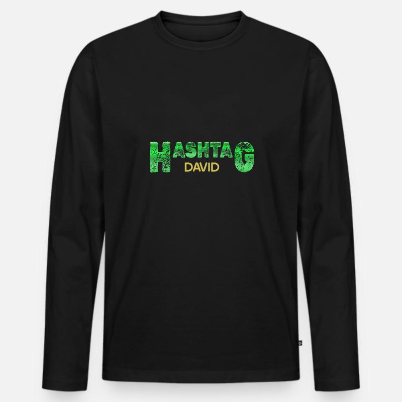 David - Männer Premium Bio Langarmshirt - Schwarz