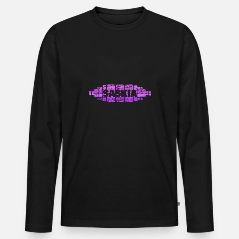 Saskia als Mutti - Männer Premium Bio Langarmshirt - Schwarz