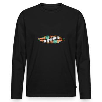 Arthur - T-shirt manches longues Premium bio Homme - noir - Devant - Nico (187cm)