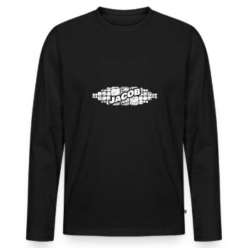 Geschenk für Jacob - Männer Premium Bio Langarmshirt - Schwarz - Vorne - Nico (187cm)