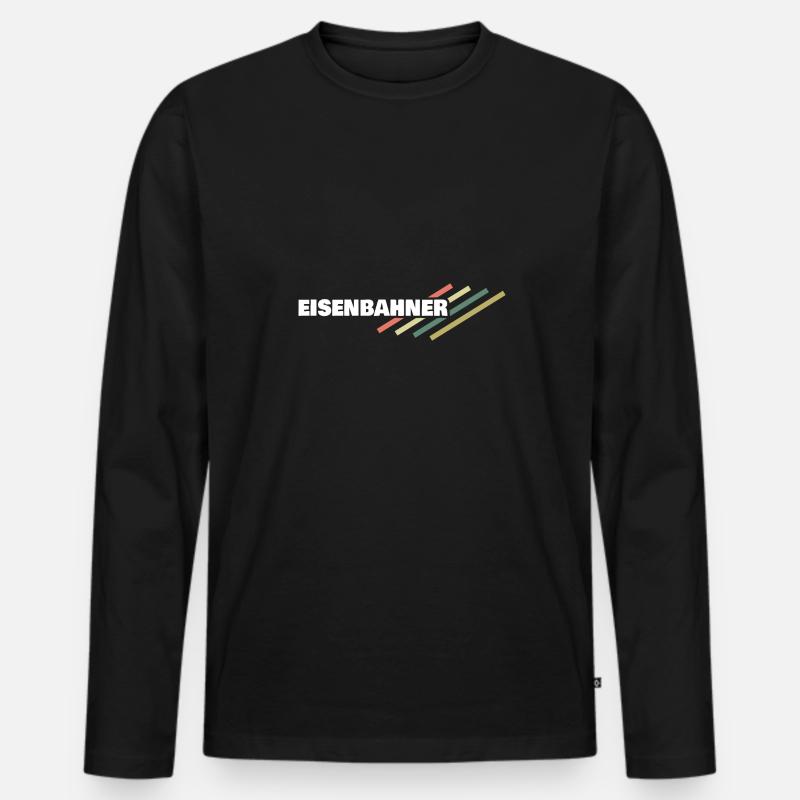 Arbeitsplatz Eisenbahner - Männer Premium Bio Langarmshirt - Schwarz